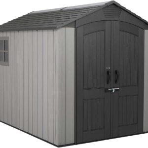 Lifetime 60310 Garden Storage Shed, 7 x 9.5 ft (213 x 289 cm), High-Density Polyethylene (HDPE), Steel-Reinforced Apex Roof, Tan