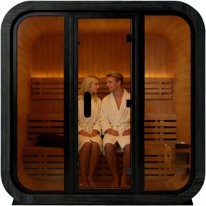 Outdoor Steam Sauna 4-6 Person, Canadian Wooden Sauna Spa with 6KW Harvia Heater, Traditional Backyard Cube Sauna with 8mm