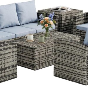 Outsunny 6 Pieces Rattan Garden Furniture Set 7 Seater with Cushions Grey